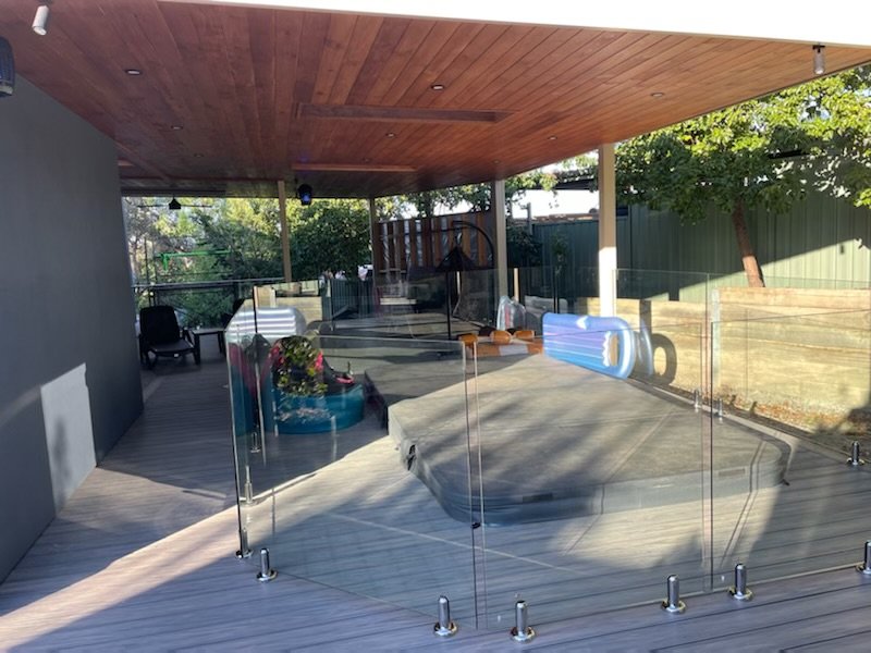Finished Spa Deck with Glass Balustrade